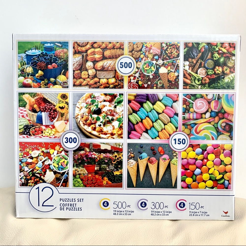 12 colorful puzzles 100 300 500 pieces set food